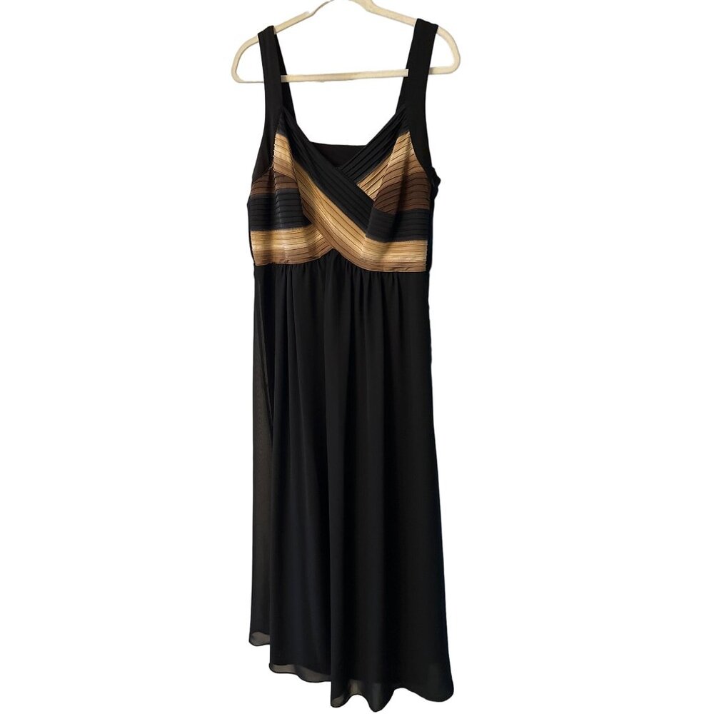 Signature By Robbie Bee‎ Women's 16W Black & Brown Sleeveless A-Line Dress